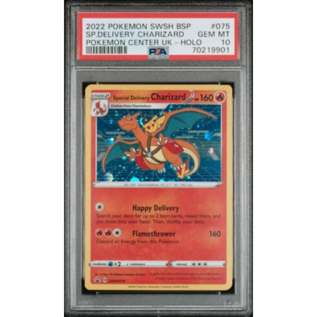 PSA 10 GEM MINT Special Delivery Charizard SWSH075 Black Star Promo PokÃ©mon 2022 (1 of 1)