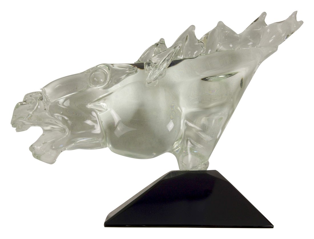 LG 18" PINO SIGNORETTO MURANO ITALIAN ART GLASS HORSE HEAD SCULPTURE C1970, SGND (1 of 1)
