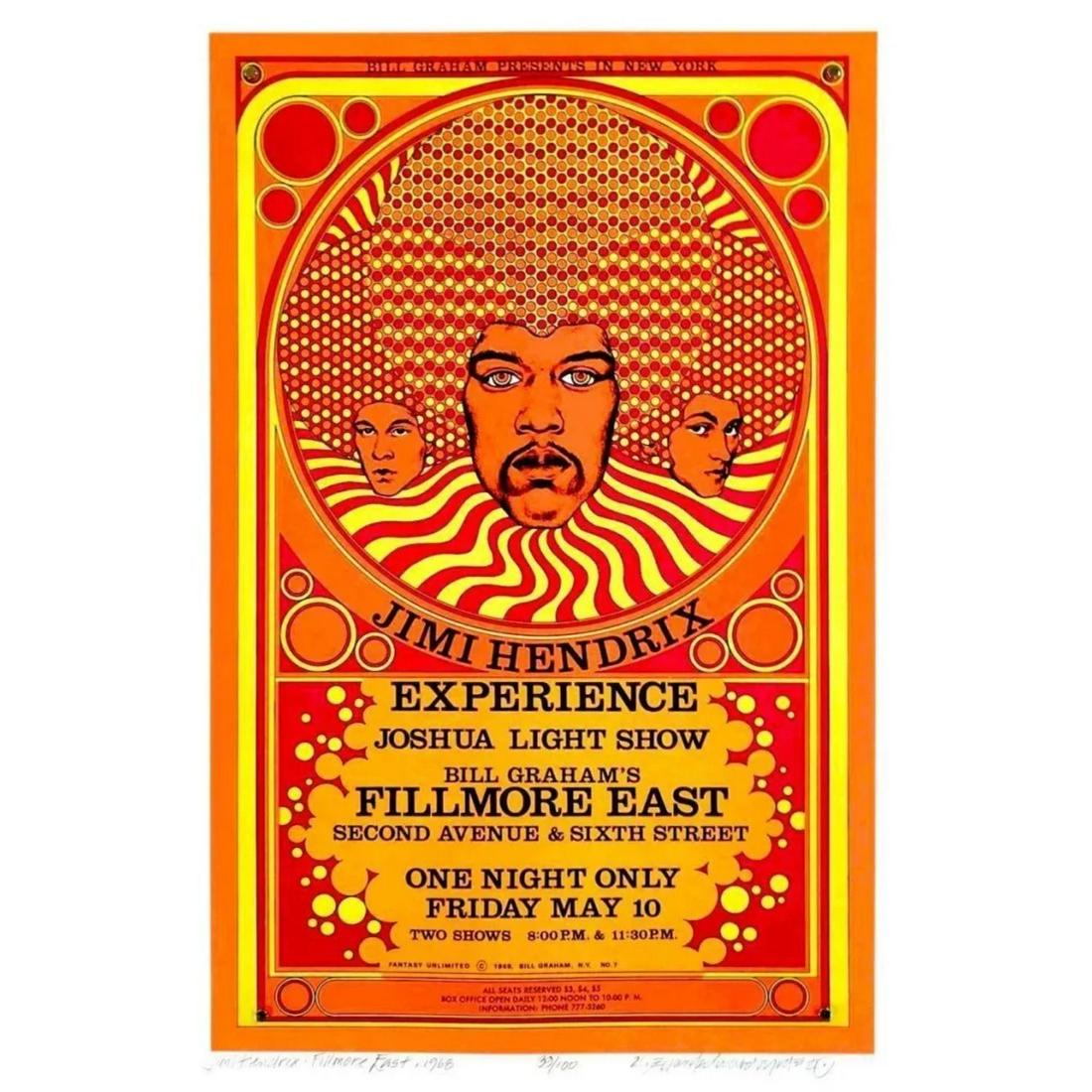 JIMI HENDRIX EXPERIENCE 1968 DAVID BYRD SIGNED FILLMORE EAST POSTER / NMT 2 MINT (1 of 1)