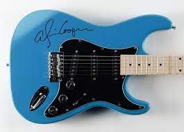 Alice Cooper Signed Full-Size Electric Guitar Teal (JSA COA): Alice Cooper Signed Full-Size Electric Guitar Teal (JSA COA)