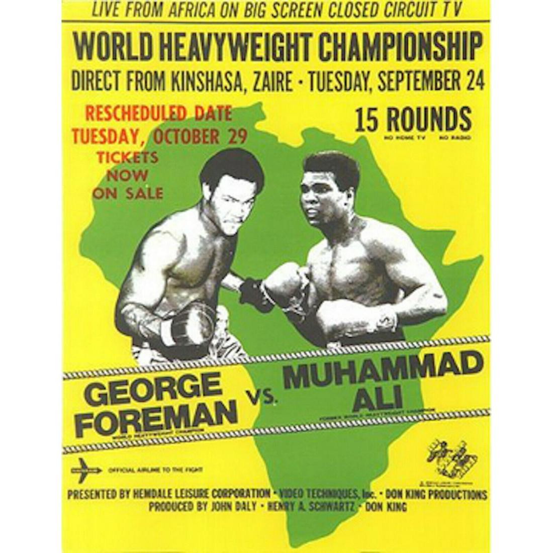 Original 1974 Muhammad Ali vs. George Foreman Closed Circuit Boxing Fight Poster (1 of 1)