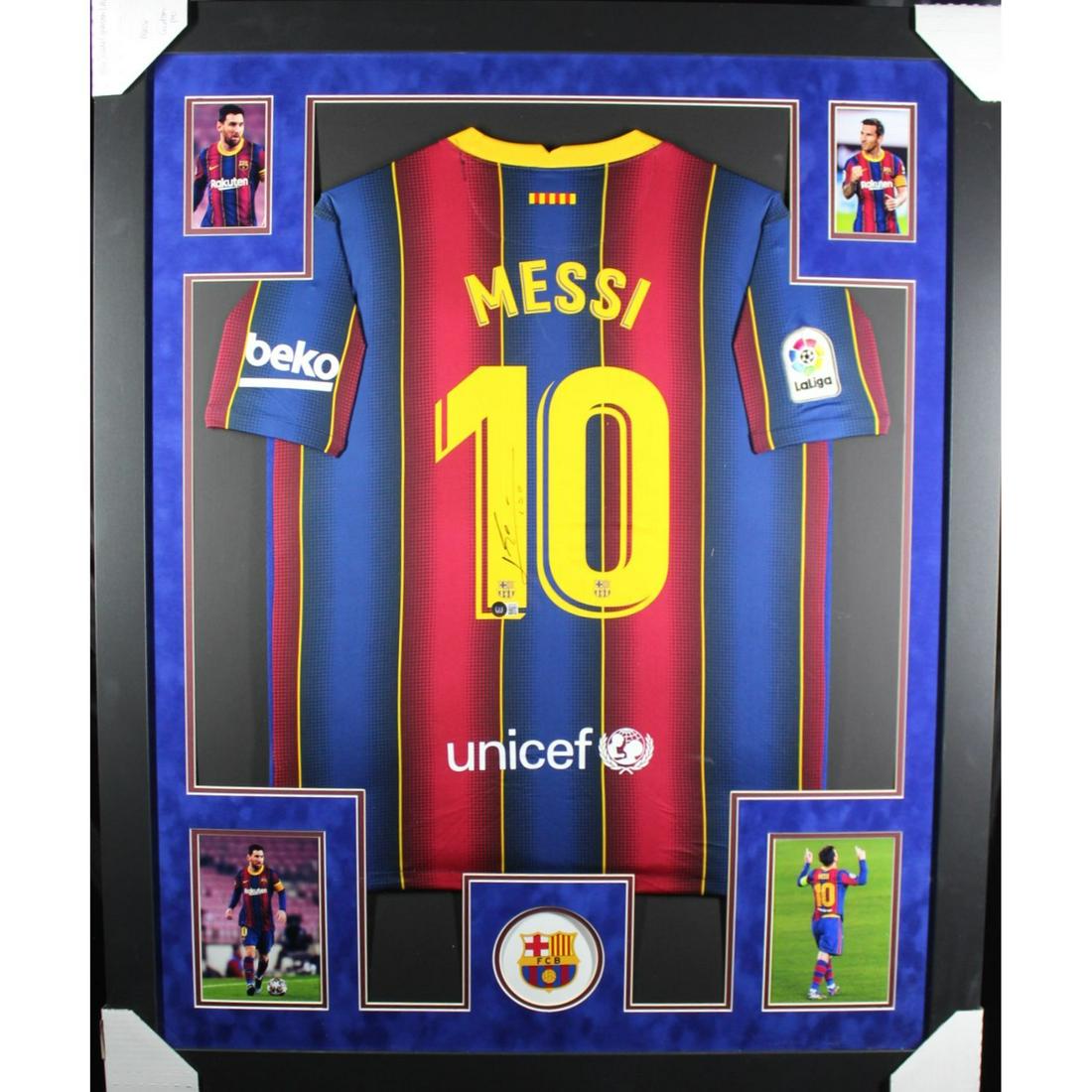 Lionel Messi Hand Signed and Custom Framed Barcelona Jersey (BAS LOA) (1 of 1)