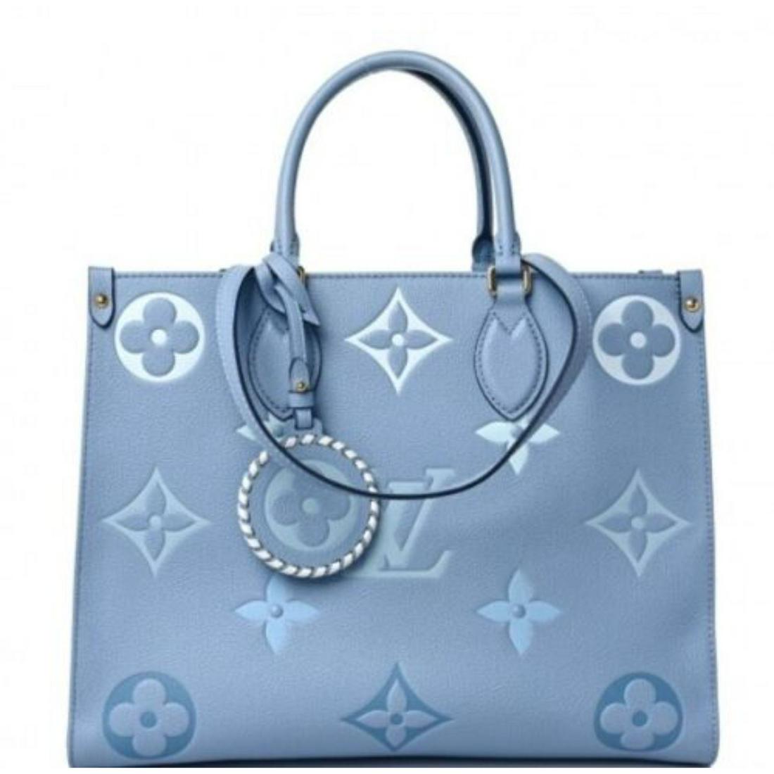 Louis Vuitton By The Pool Empreinte Monogram Giant Summer Blue Onthego MM Bag: Louis Vuitton By The Pool Empreinte Monogram Giant Summer Blue Onthego MM Bag