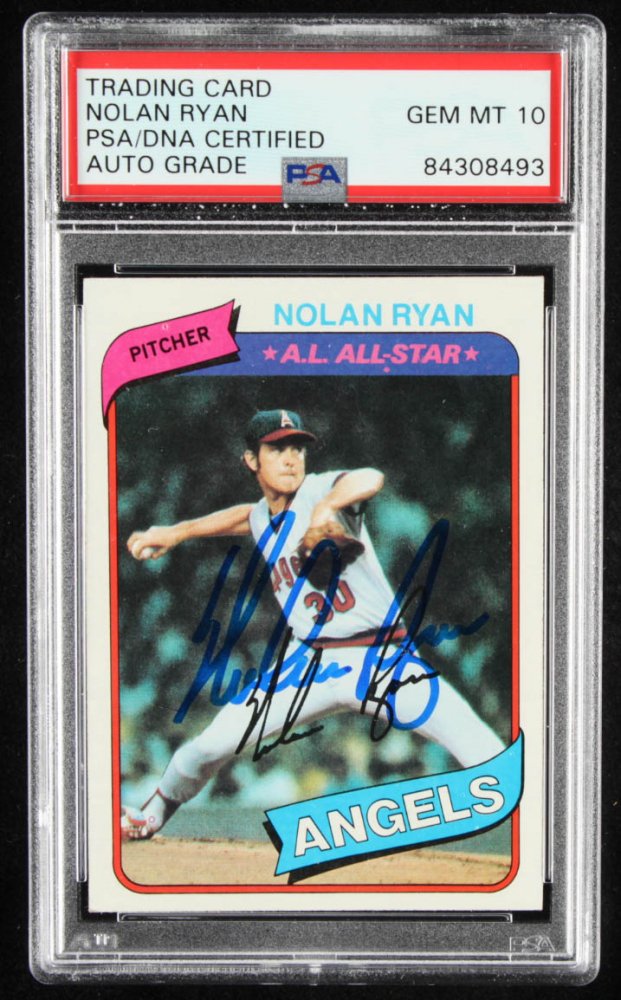 Nolan Ryan Signed 1980 Topps #580 (PSA Encapsulated GEM MT 10) (1 of 1)