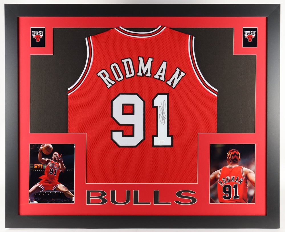 Dennis Rodman Signed 35x43 Custom Framed Jersey Display (JSA) (1 of 1)