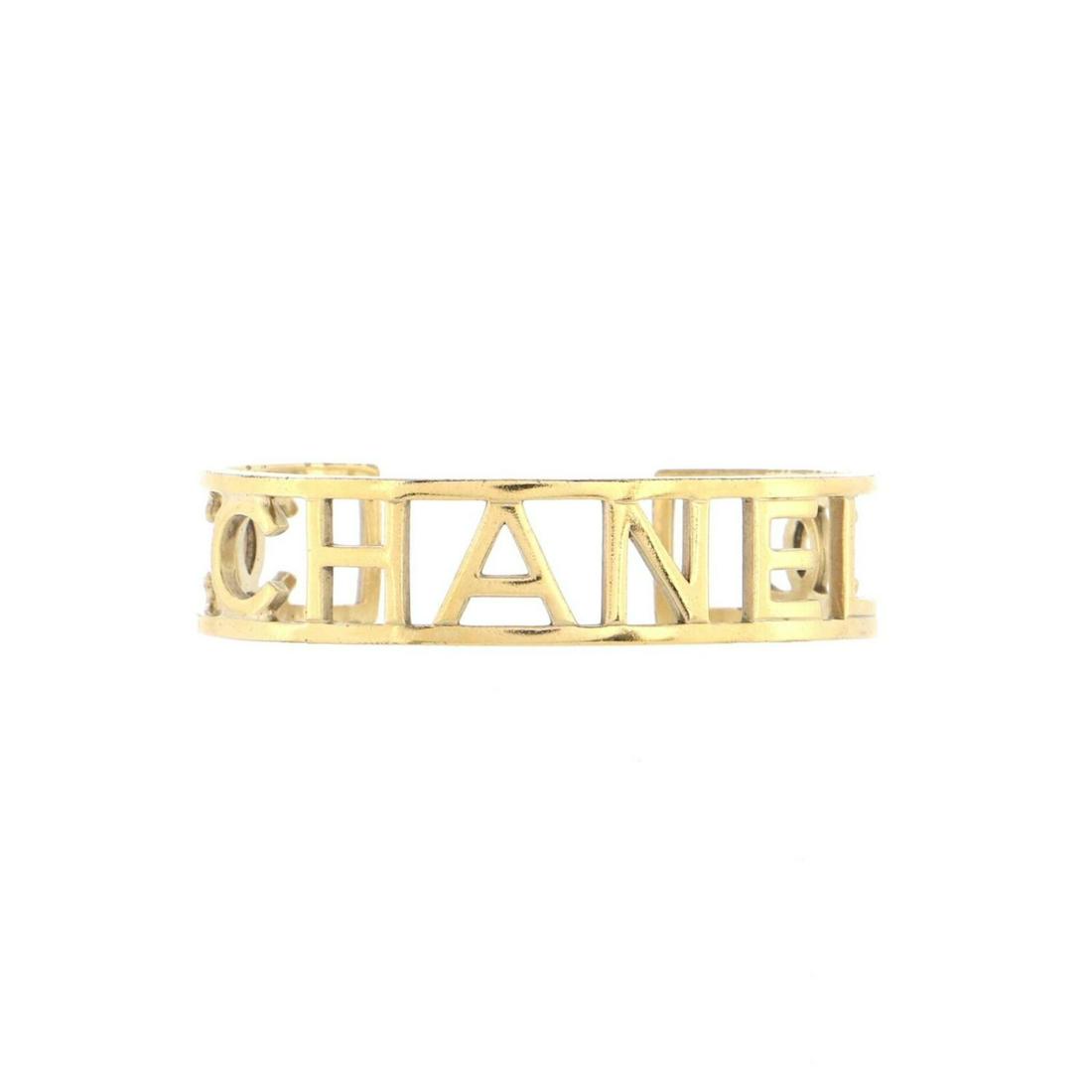 Chanel Logo Cuff Bracelet Metal Thin Gold (1 of 4)