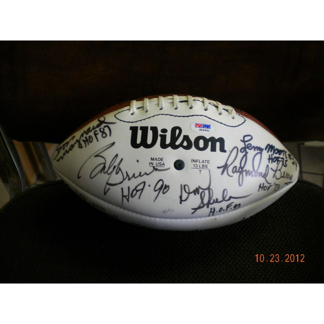 NFL HALL OF FAME MULTI-SIGNED FOOTBALL WITH 22 SIGNATURES !! PSA/DNA SHULA BERRY (1 of 2)