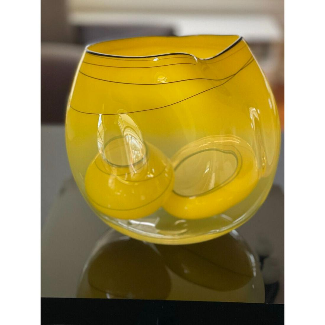 Dale Chihuly Honeysuckle Yellow Basket Set, 2007 Studio Edition Glass Signed (1 of 1)