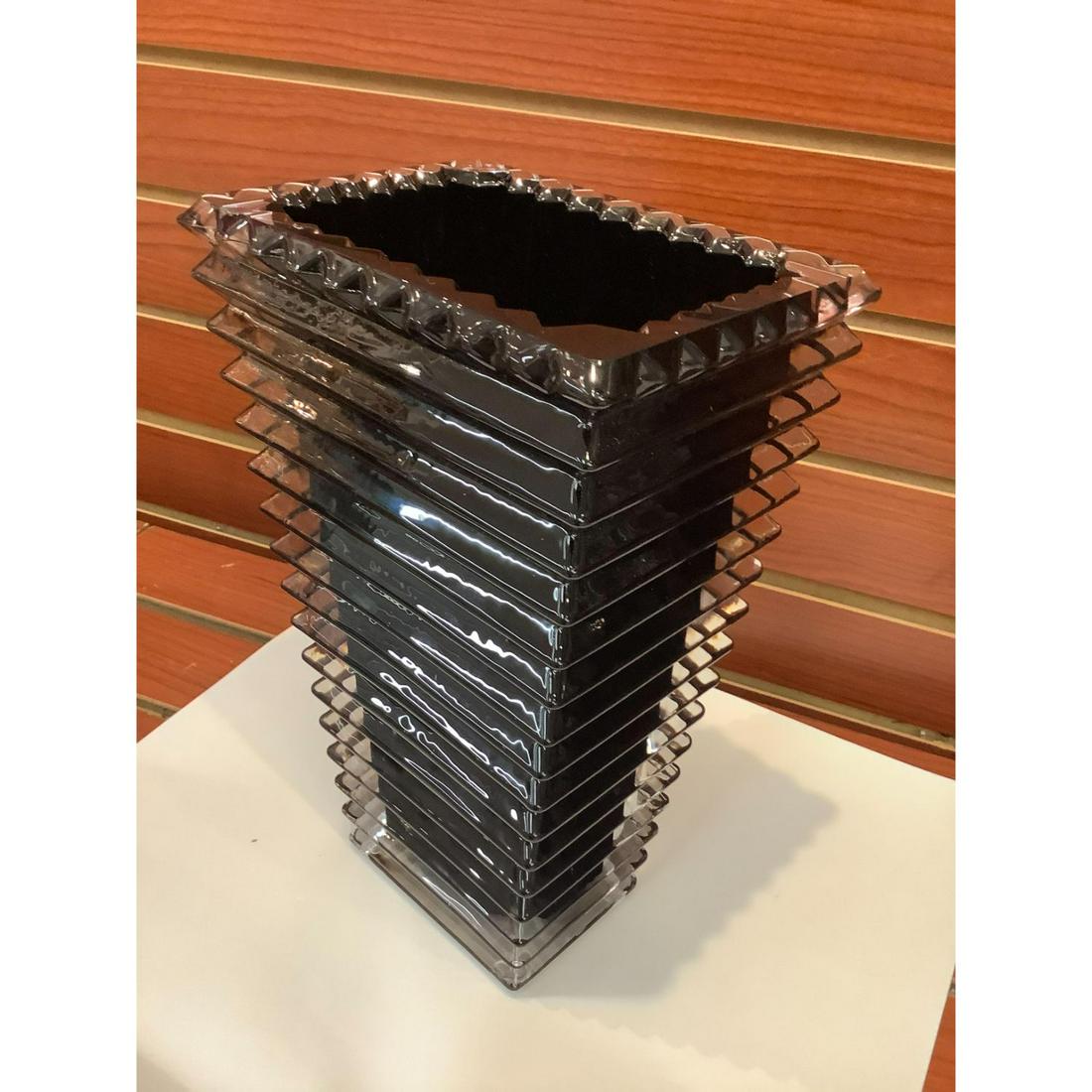 Baccarat Style Vase Black 10 Inch Tall 6 Wide Auction