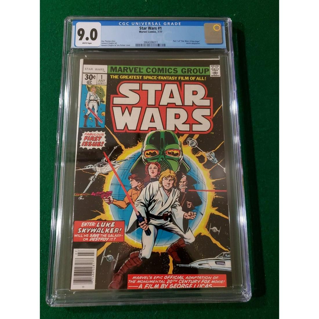 STAR WARS #1 New Hope CGC 9.0 Comic Book White Pages Marvel Comics 1977 (1 of 1)