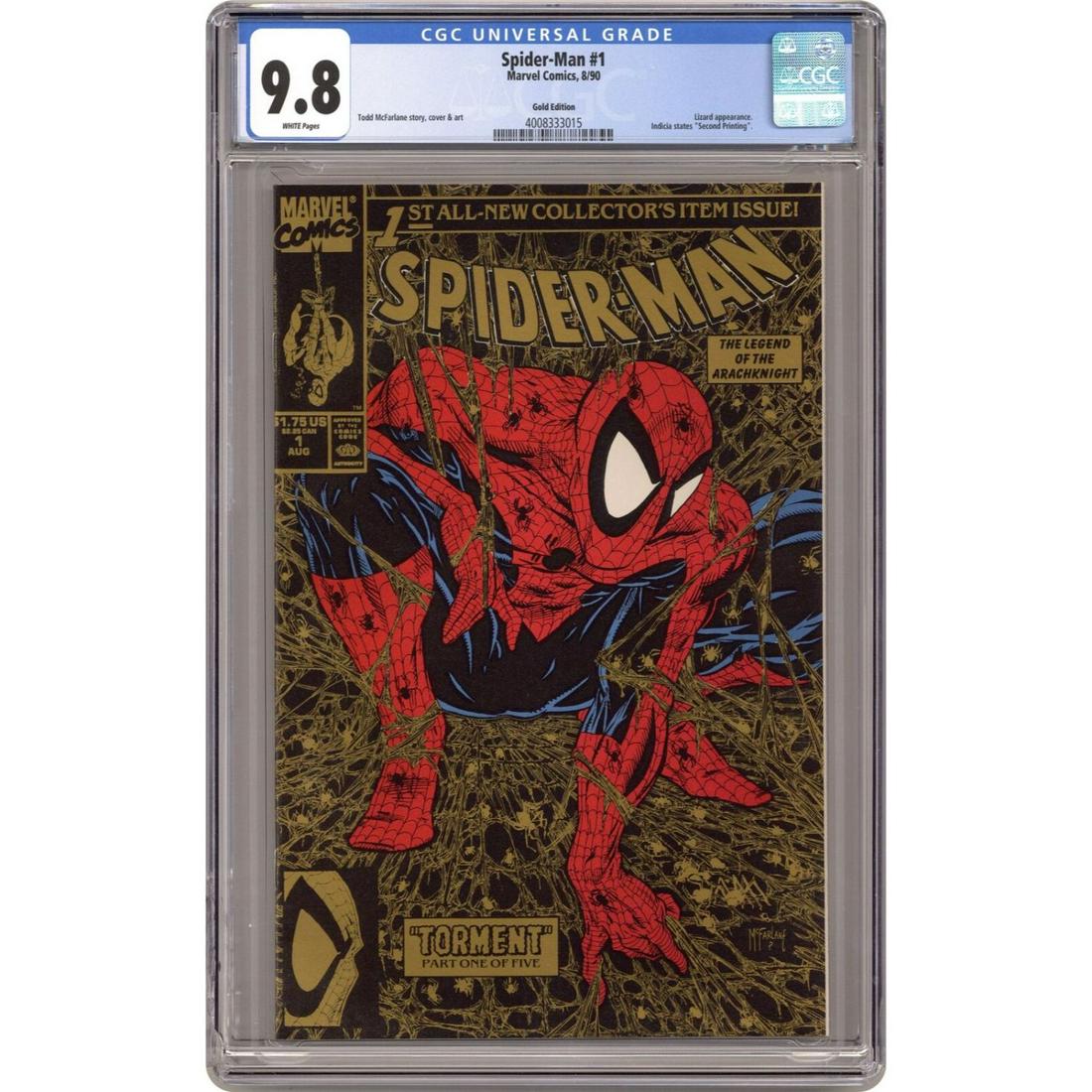 Spider-Man 1 CGC 9.8 Comic Book Todd Mcfarlane Cover Gold Edition Variant 1990 KEY (1 of 1)