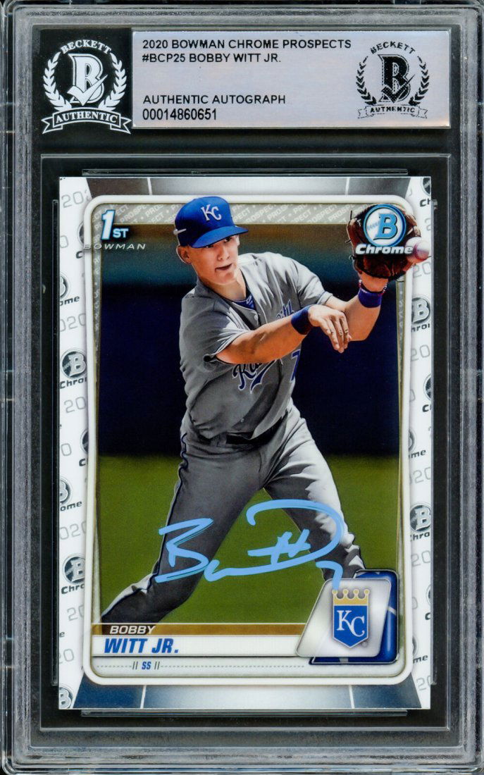 Bobby Witt Jr. Signed 2020 1st Bowman Chrome Prospects #BCP25 Rookie (Beckett) (1 of 2)