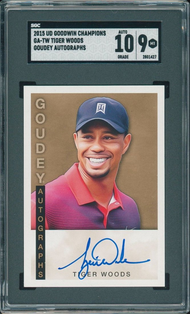 2015 Upper Deck Goodwin Champions Tiger Woods Auto Goudey Autographs SGC 10/9 (1 of 1)