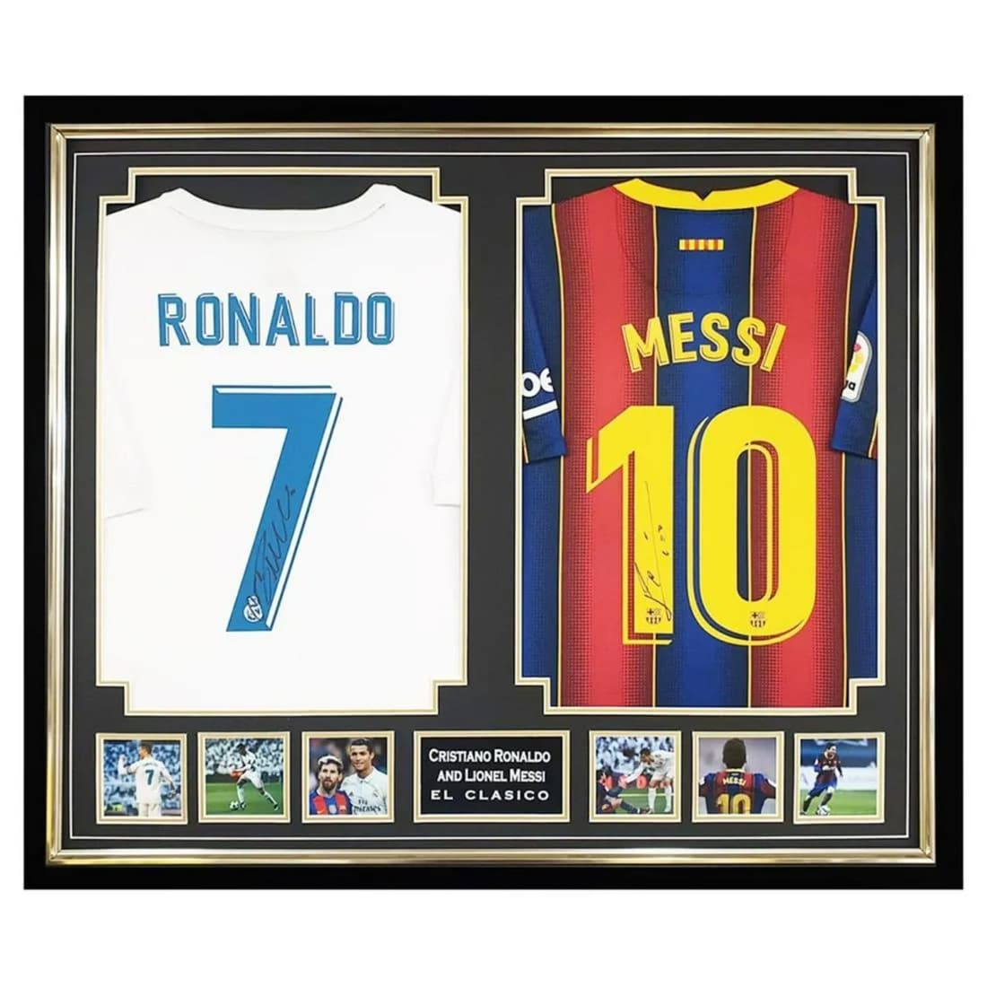 Lionel Messi & Cristiano Ronaldo Dual Signed & Framed Jersey Display (Beckett COA) (1 of 1)
