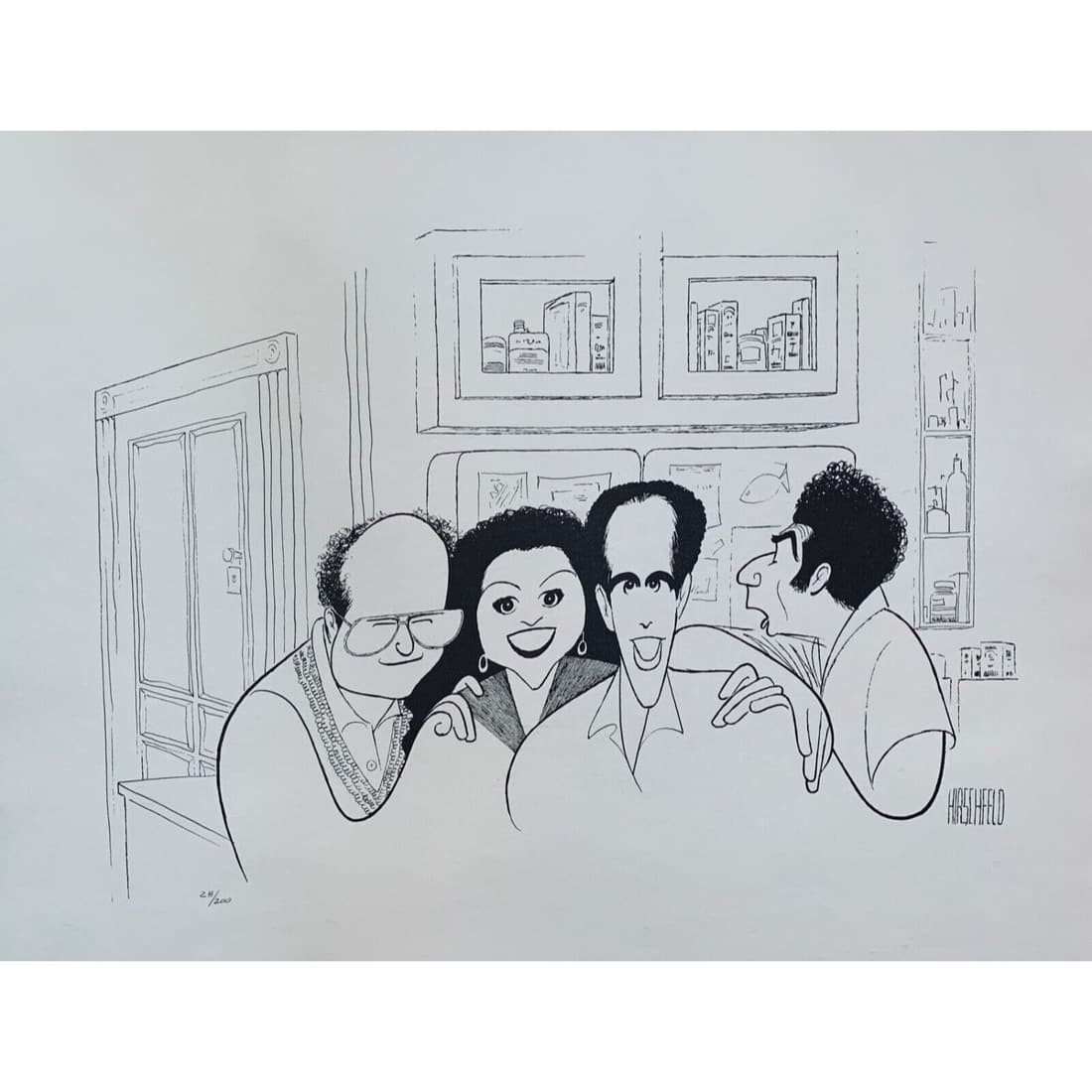 AL HIRSCHFELD SEINFELD CAST FINALE Plate Signed Limited Edition Lithograph Art (1 of 1)