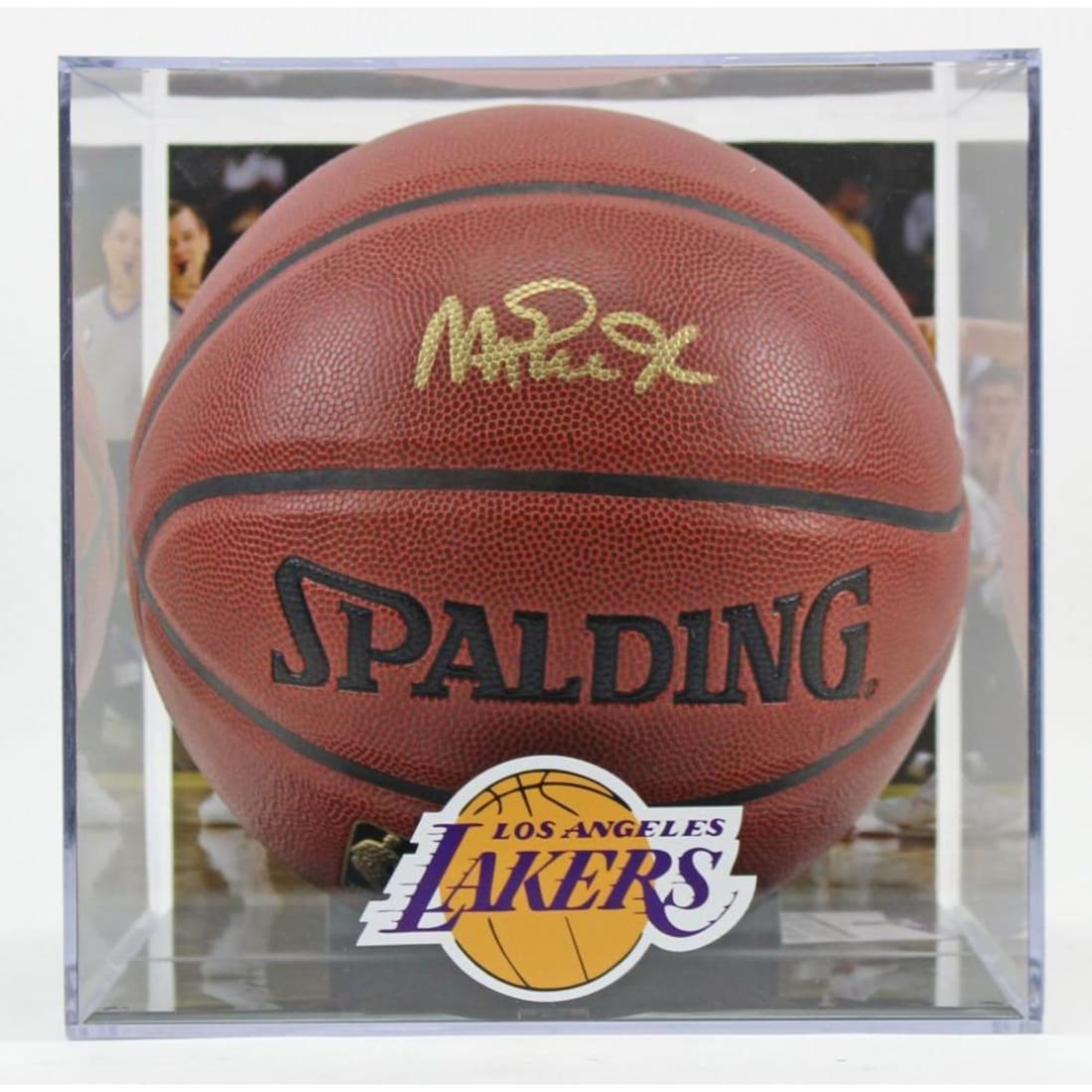 Magic Johnson Signed NBA Game Ball Series Basketball with High-Quality Display Case (1 of 1)