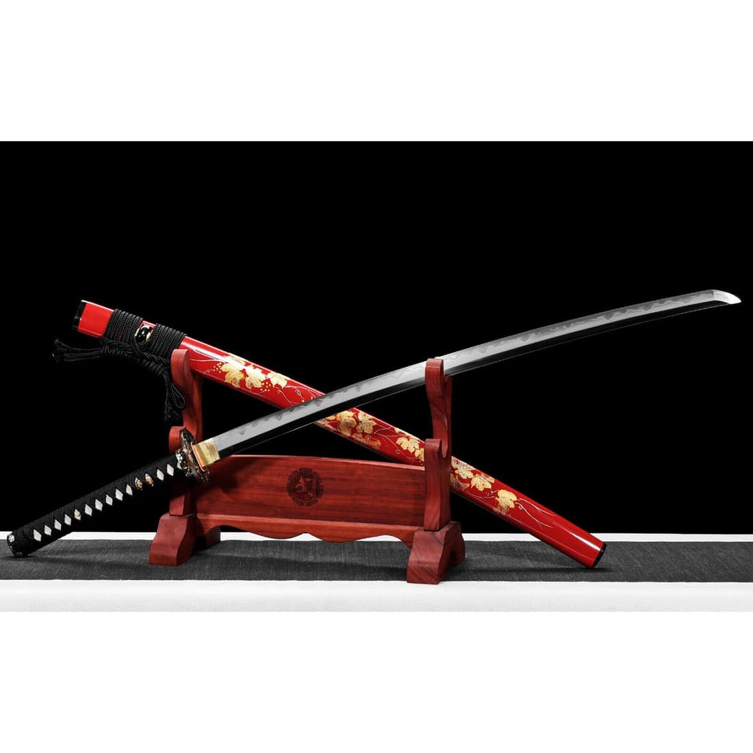 40.6" Japanese Clay Tempered Folded T10 Katana~ Handle Plated With 18k Gold & Silver (1 of 8)