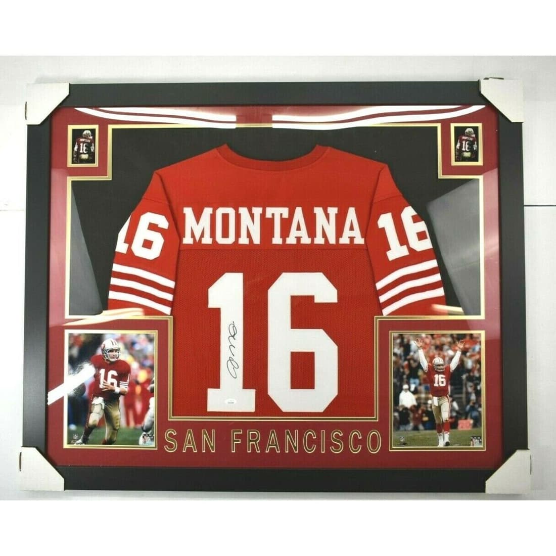Joe Montana Signed 35x43 Custom Framed Jersey JSA COA San Fransisco 49ers (1 of 1)