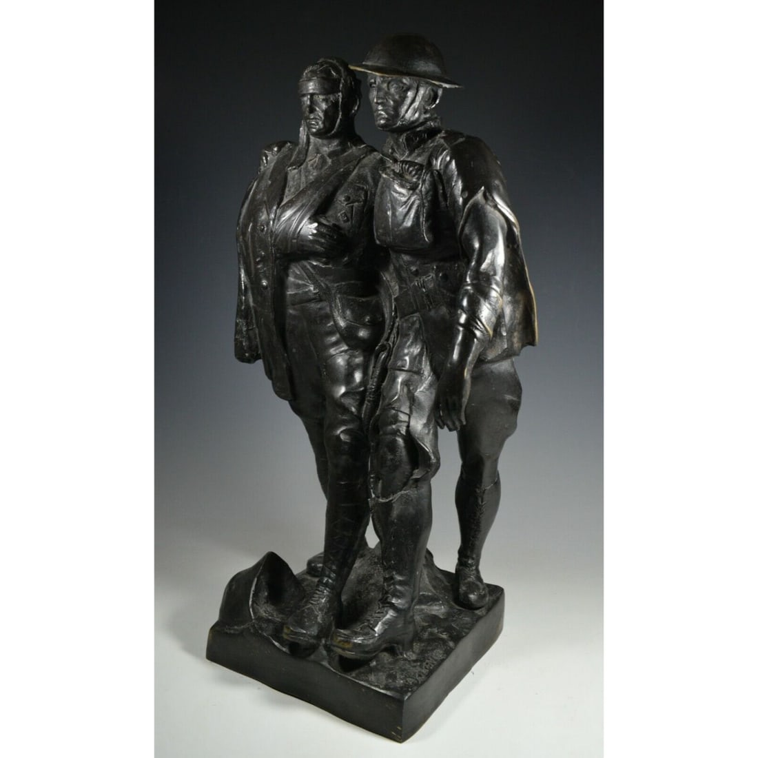 World War One Bronze Sculpture Trench Art Soldiers Social Realism 1918 Canada (1 of 2)