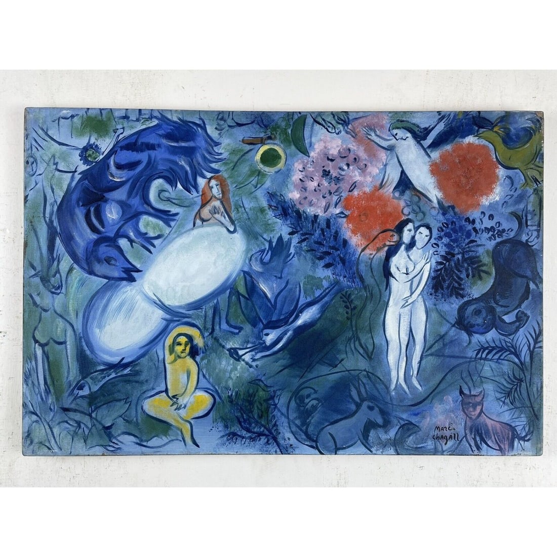 Original Marc Chagall 15.7" x 23.6" Oil Painting On Canvas~ Signed + Stamped (1 of 3)