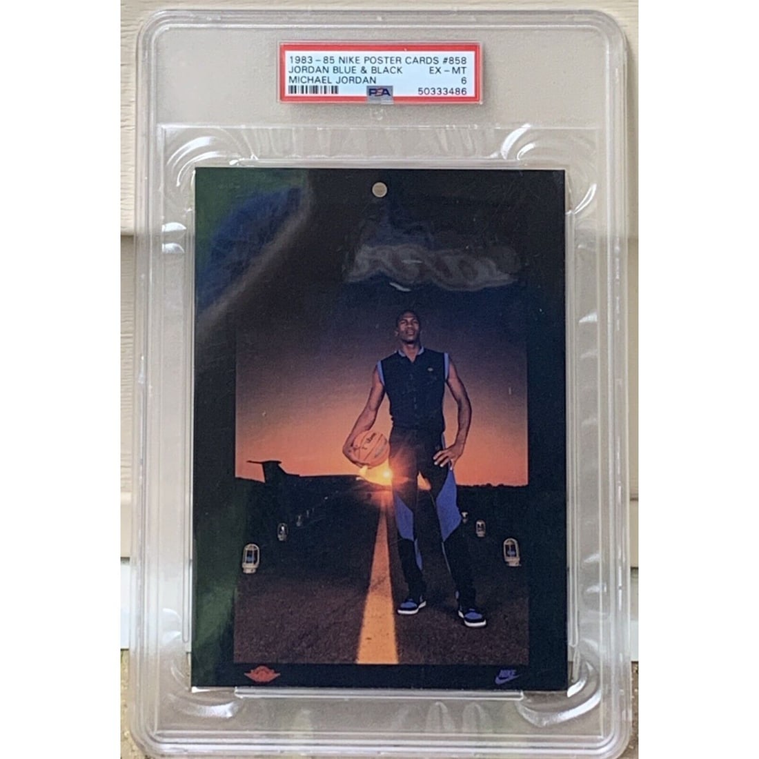 1983-85 Michael Jordan Nike Poster Card Blue & Black (PSA 6): 1983-85 Michael Jordan Nike Poster Card Blue & Black (PSA 6)