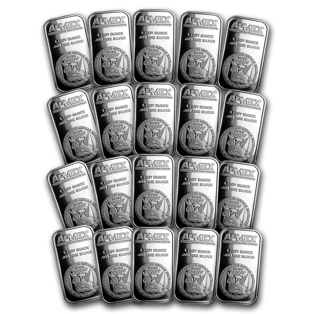 Lot Of 20~ 1 oz .999 Fine Silver Bars (APMEX): Lot Of 20~ 1 oz .999 Fine Silver Bars (APMEX)