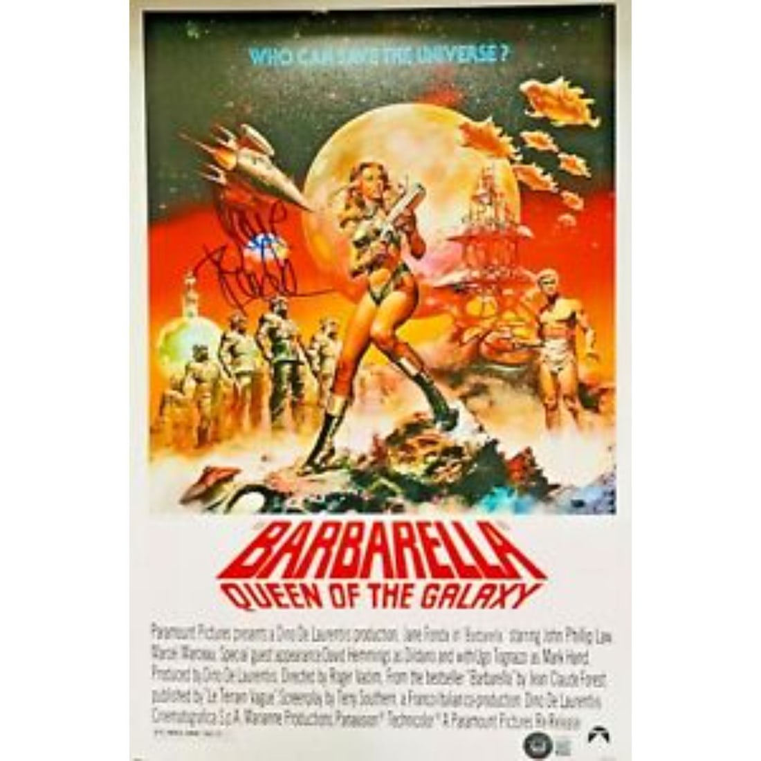 Jane Fonda Signed 11x17 "Barbarella" Poster Photo (Beckett COA) (1 of 1)