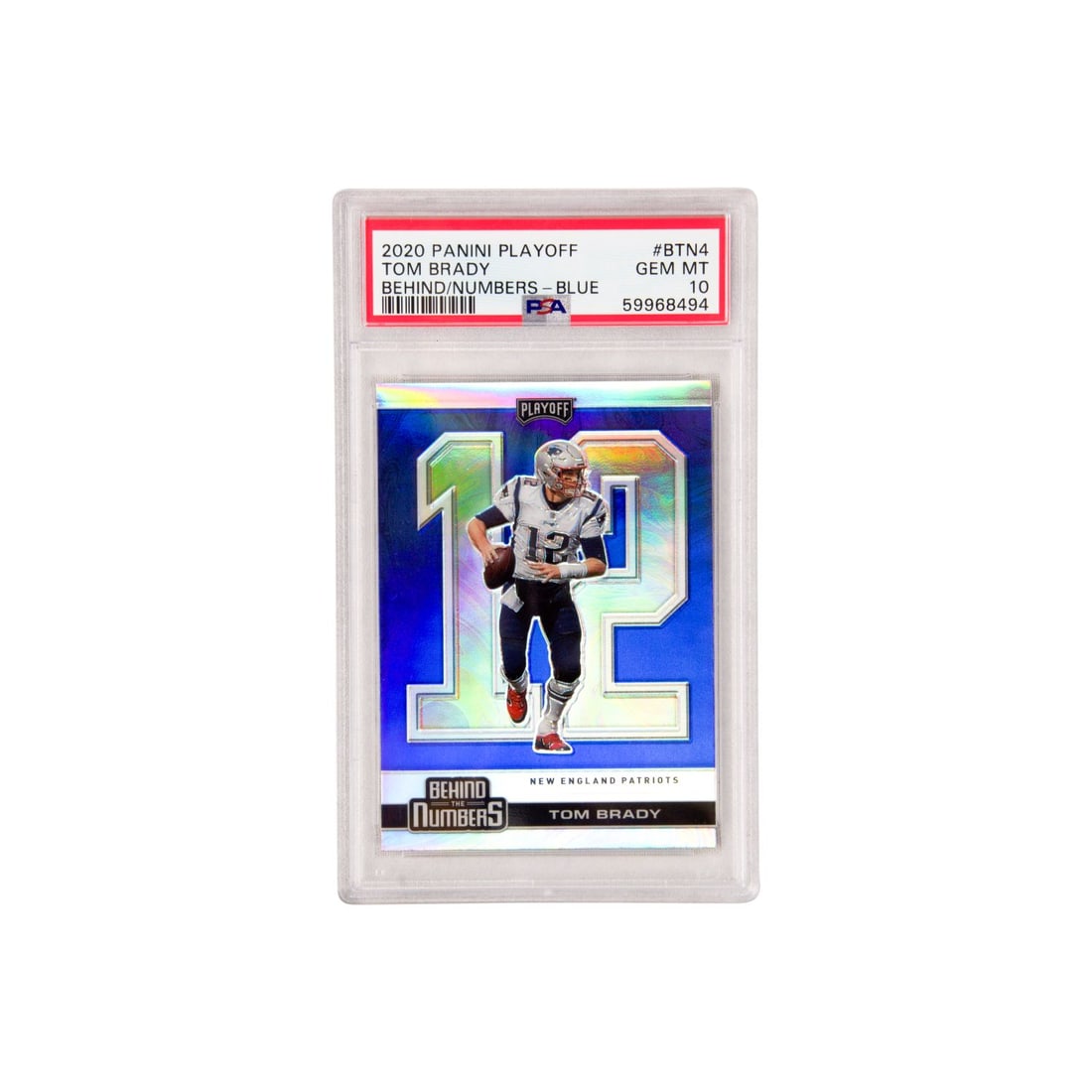 2020 Panini Playoff Tom Brady Behind The Numbers Blue PSA 10 GEM MINT (1 of 1)