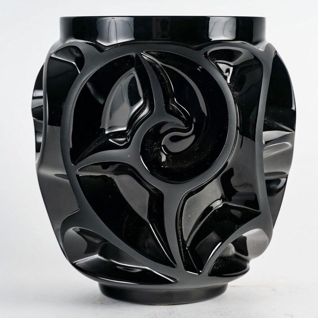 Lalique France Black Crystal Tourbillons Vase NEW (1 of 5)