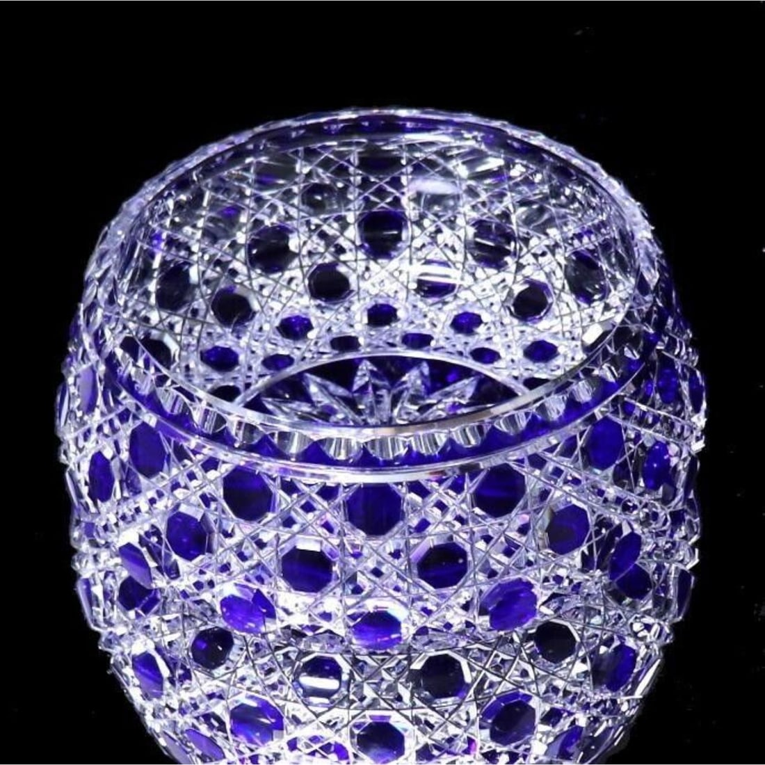 Antique 1890's Baccarat Diamants Pierreries Blue Bowl W 23.8 x 9.7 cm (1 of 9)