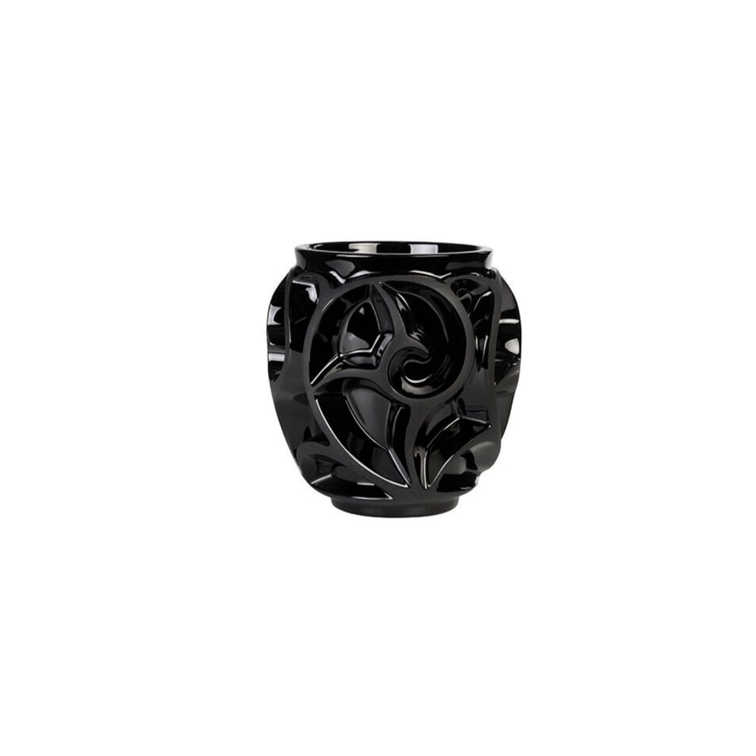 Lalique Crystal Tourbillons Small Vase Black Crystal, Small Size Ref 10648200 (1 of 1)