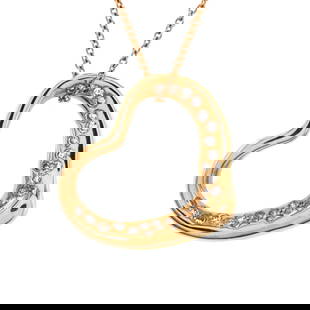 Tiffany & Co. Elsa Peretti Open Heart Pendant Necklace 18K Yellow Gold with Diamonds 16mm: Tiffany & Co. Elsa Peretti Open Heart Pendant Necklace 18K Yellow Gold with Diamonds 16mm