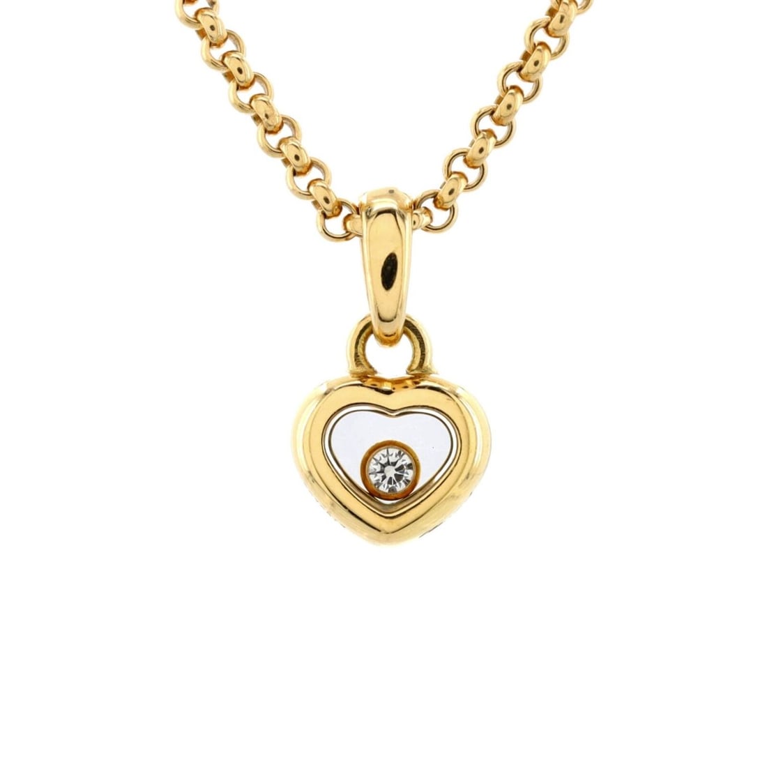Chopard Happy Diamonds Heart Pendant Necklace 18K Yellow Gold with 1 Floating Diamond (1 of 2)