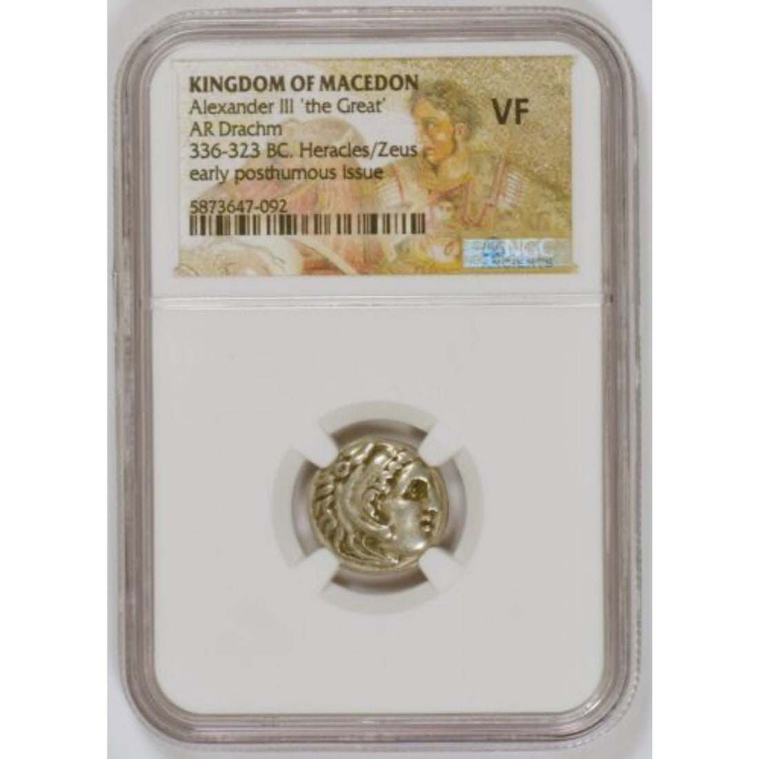 Macedon, 336-323 BC, Alexander the Great, AR Drachm Heracles/Zeus, NGC Graded VF (1 of 1)
