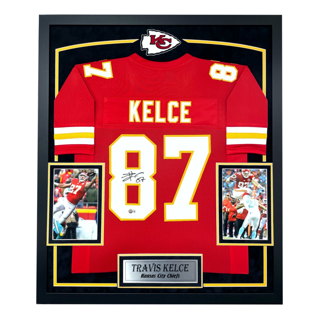 Travis Kelce Signed & Custom Framed Jersey (Beckett COA) (1 of 1)