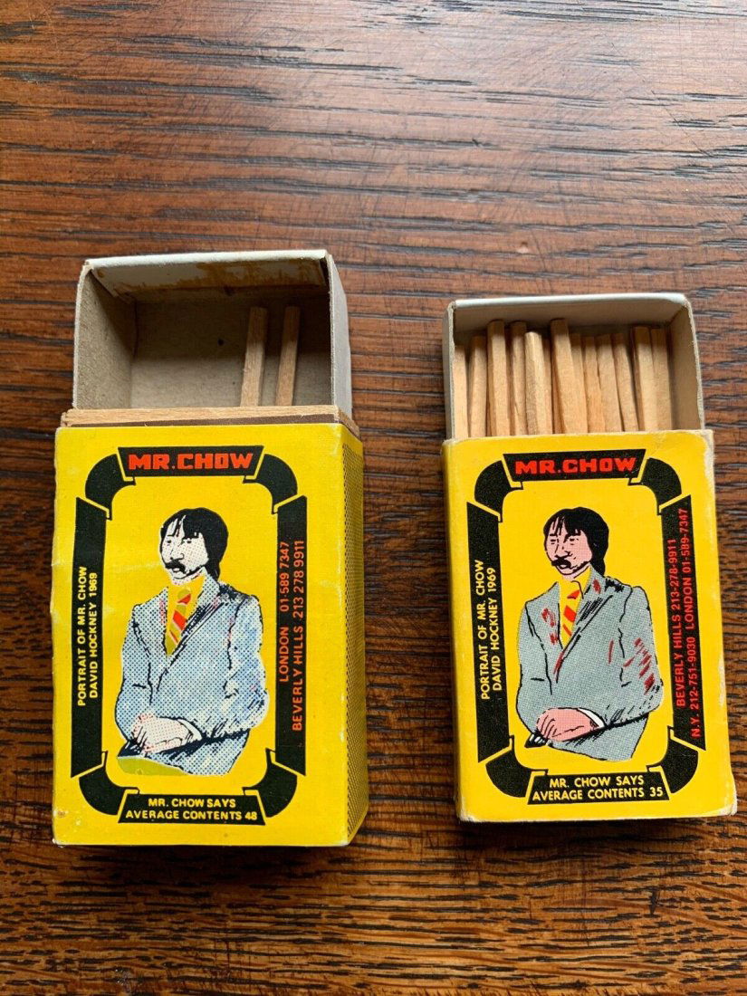 Mr Chow Restaurants Artwork by David Hockney Ed Ruscha Original Matchboxes: Mr Chow Restaurants Artwork by David Hockney Ed Ruscha Original Matchboxes