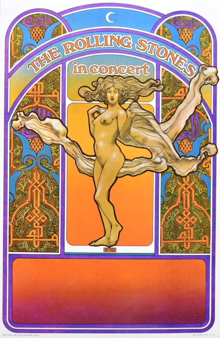 Original 1969 The Rolling Stones In Concert 14"x21.5" Poster By David Byrd ~1st Printing (1 of 1)