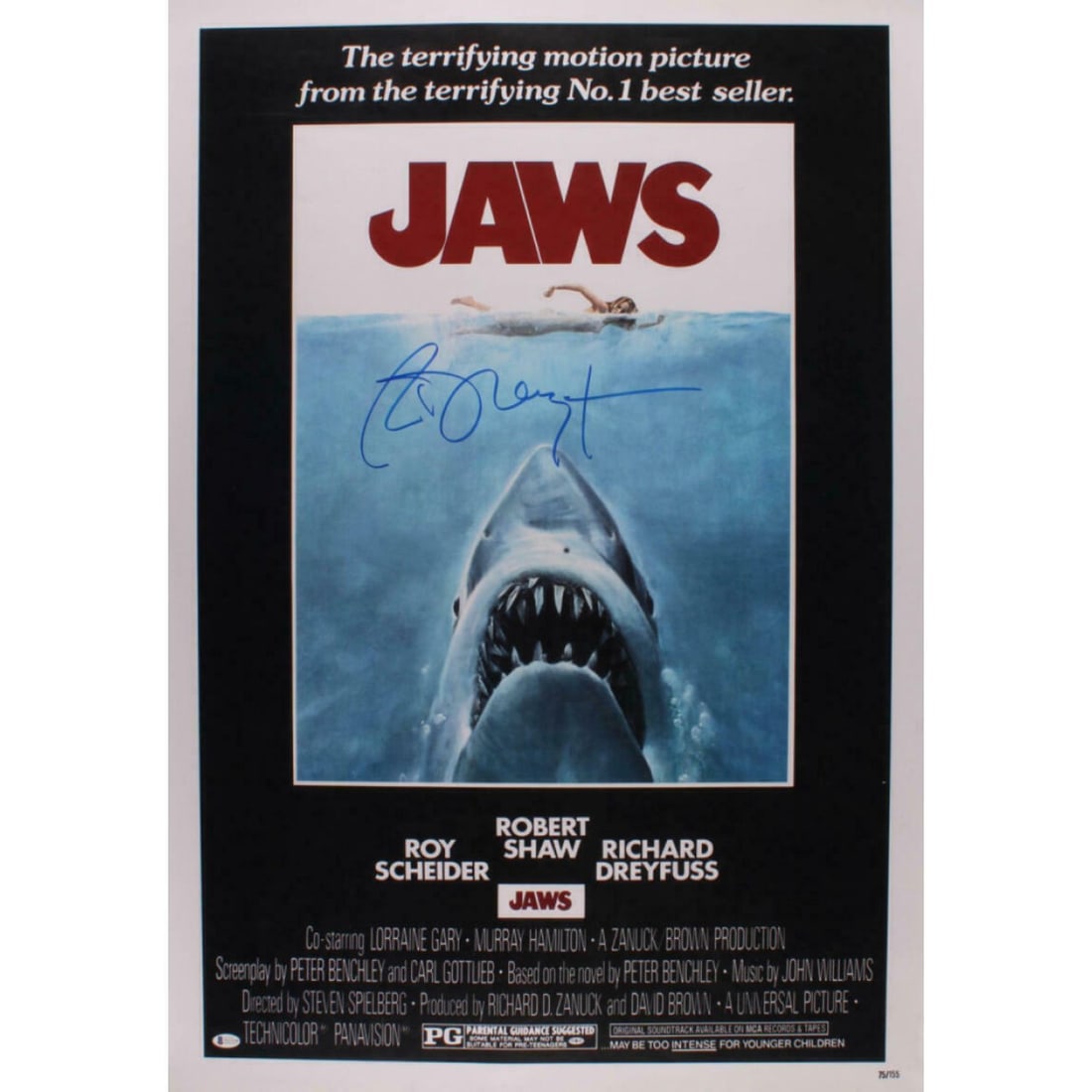RICHARD DREYFUSS JAWS SIGNED MOVIE POSTER BAS (1 of 1)