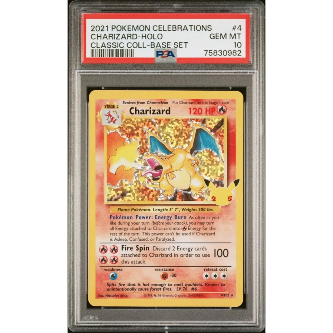 2021 Pokemon Charizard 4/102 Celebrations Classic Holo PSA 10 (1 of 1)