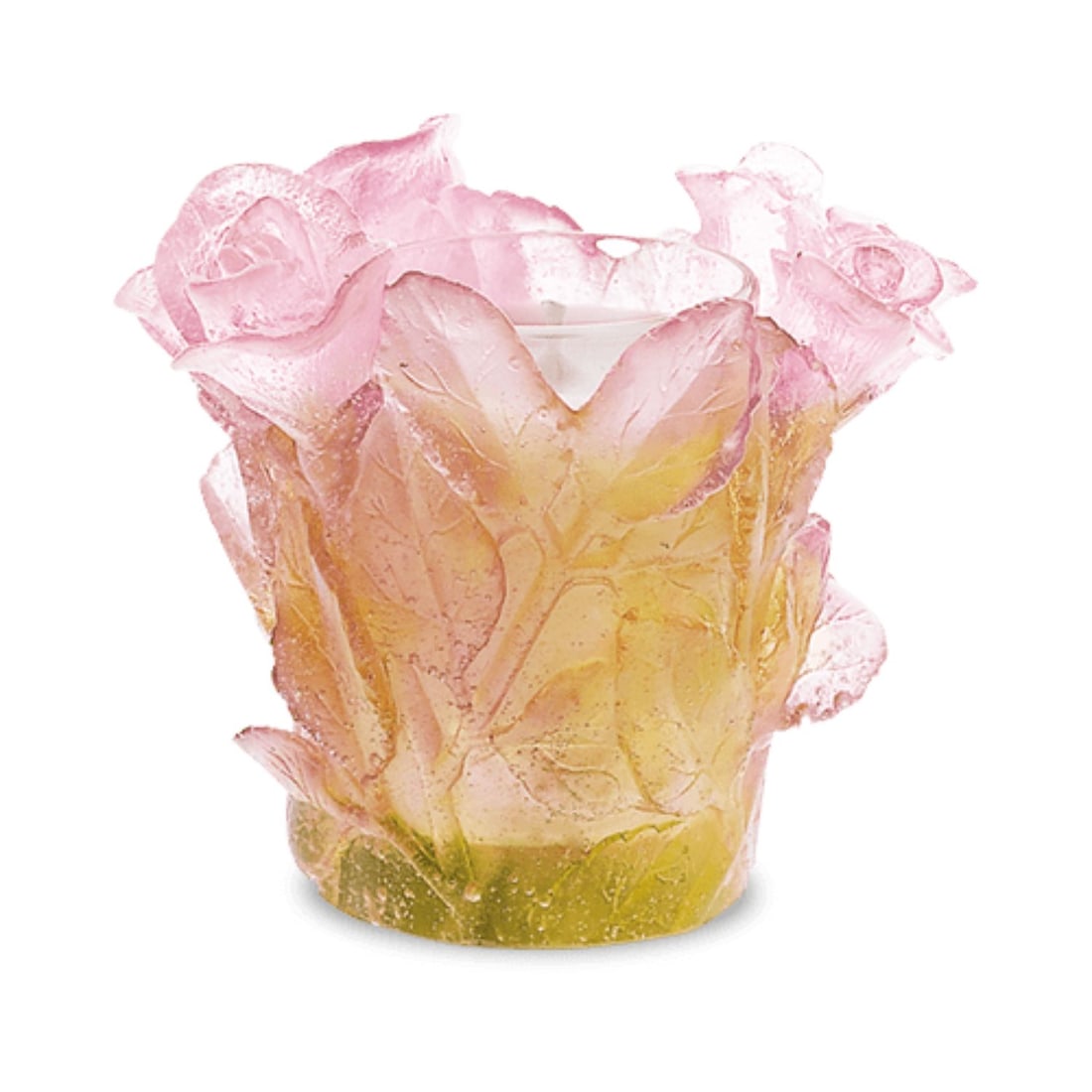 NEW DAUM CRYSTAL PINK ROSES CANDLE HOLDER (1 of 1)