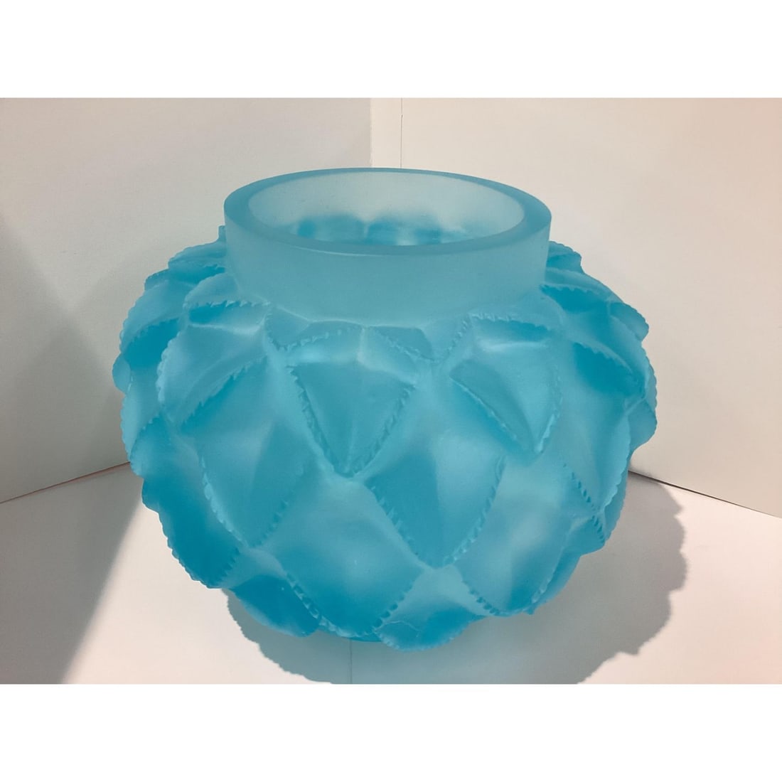 Lalique style cactus vase W12â€ (1 of 2)