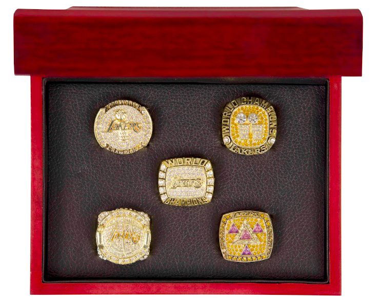 5 Pcs Kobe Bryant Los Angeles Lakers Championship Ring set With Box (1 of 1)
