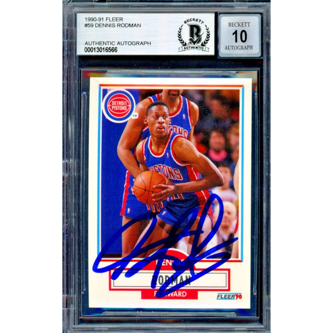 Dennis Rodman Signed 1990-91 Fleer Card #59 (BGS 10 Auto) (1 of 2)