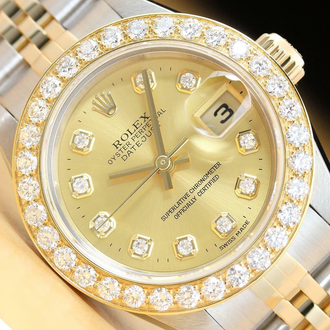 ROLEX LADIES DATEJUST 79173 18K YELLOW GOLD & STEEL WATCH + 1.1 CT DIAMOND BEZEL (1 of 5)