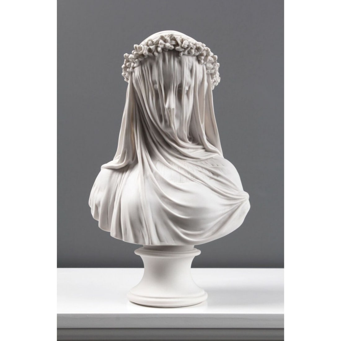 Italian Veiled Lady Bust Marble Sculpture (1 of 4)