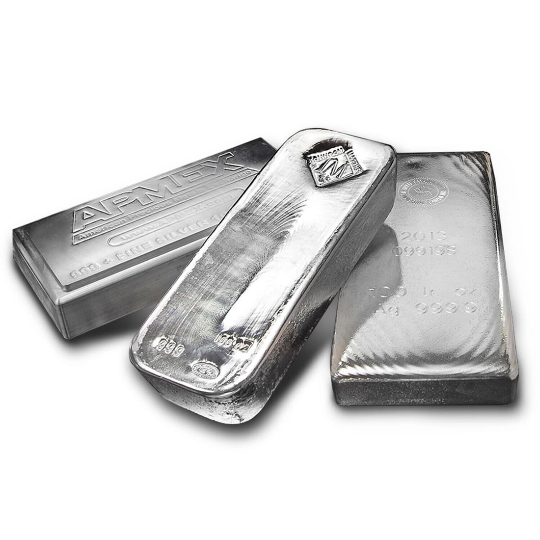 100 oz Silver Bar - Random Brand - Secondary Market - .999 Fine: 100 oz Silver Bar - Random Brand - Secondary Market - .999 Fine. Contains 100 oz of .999+ fine Silver. Bars are randomly selected from a variety of brands and shapes based upon inventory available.