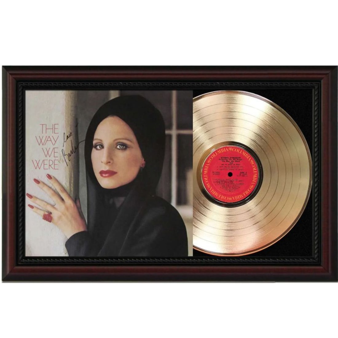 Barbra Streisand Cherry Wood Gold LP Record Reproduction Signature Display The Way We Were M4 (1 of 1)