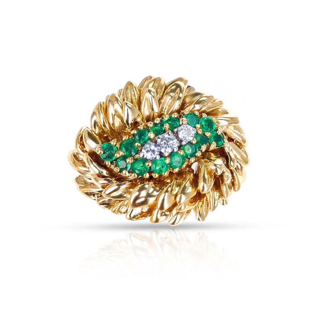 Tiffany & Co. 18k Yellow Gold Emerald & Diamond Cocktail Ring (1 of 4)