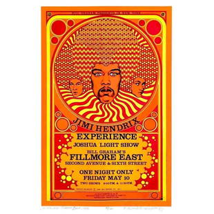 JIMI HENDRIX EXPERIENCE 1968 DAVID BYRD SIGNED FILLMORE EAST POSTER / NMT 2 MINT: JIMI HENDRIX EXPERIENCE 1968 DAVID BYRD SIGNED FILLMORE EAST POSTER / NMT 2 MINT