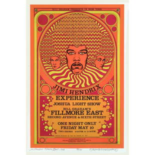 Jimi Hendrix 1986 Fillmore East Artist Edition 14x22 Poster ~Signed David Byrd: Jimi Hendrix 1986 Fillmore East Artist Edition 14x22 Poster ~Signed David Byrd